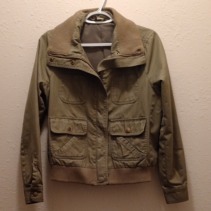 J.Crew Women’s Utility Jacket Size L Khaki Zipfront